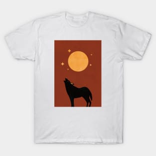 Moon Print, Wolf, Wall Art, Boho, Minimalist T-Shirt